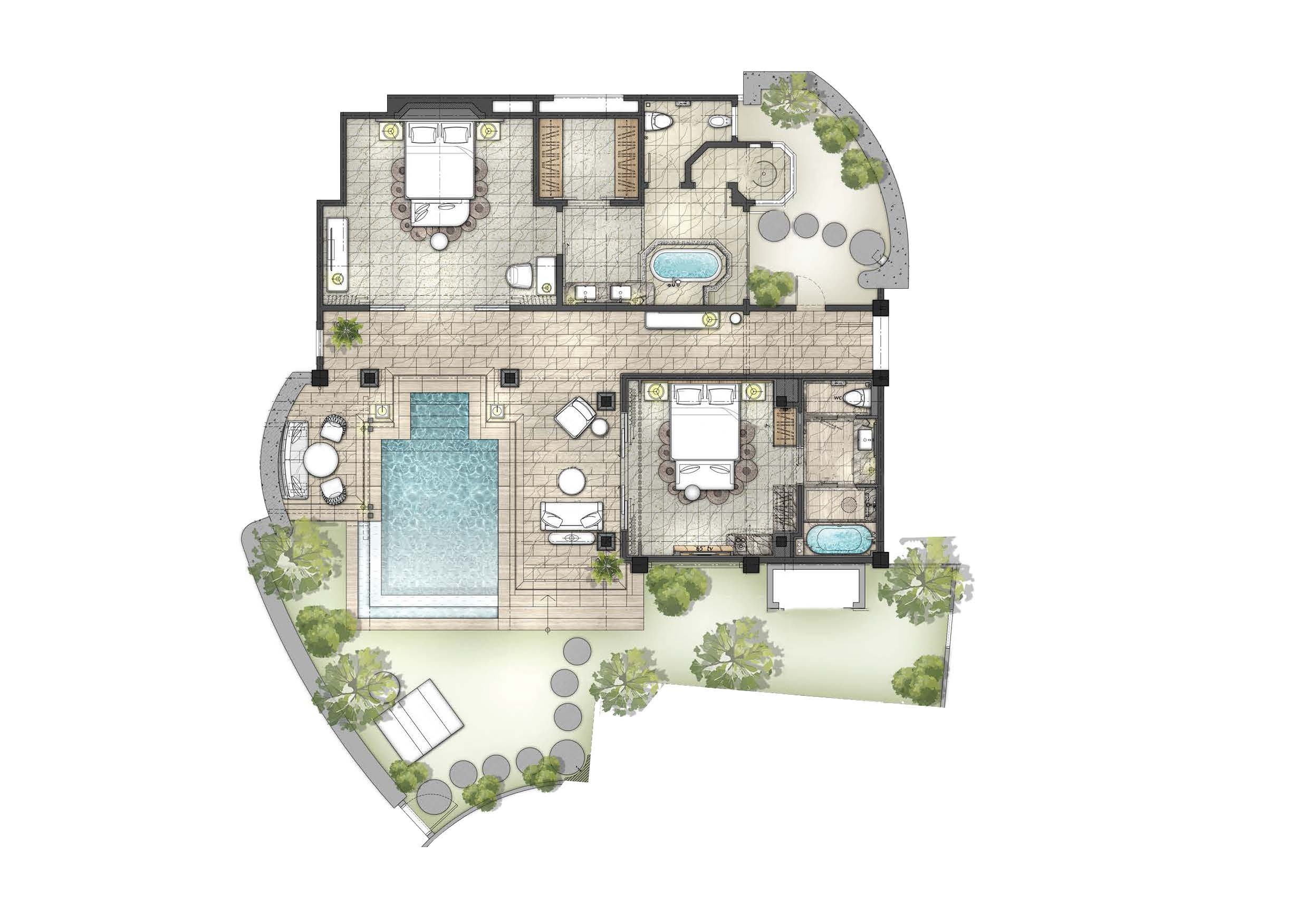 Family luxury suite pool villa